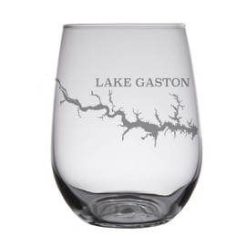 Lake Gaston Map Engraved Stemless Wine Glasses (Set of 2)