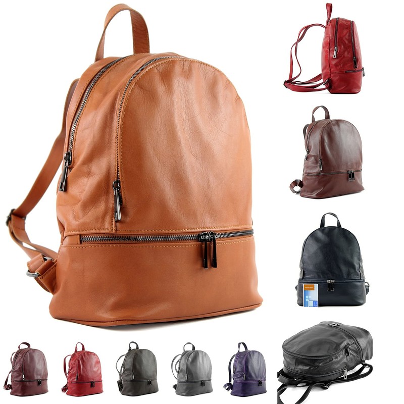 modamoda de T137 ital Women's Leather Backpack - Grey -