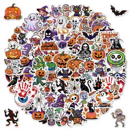 Halloween Stickers Bulk 100 PCS - Non Candy Halloween Treats, Party Favors, Decorations for Indoor, Classroom Games, Crafts and Spooky Party Supplies