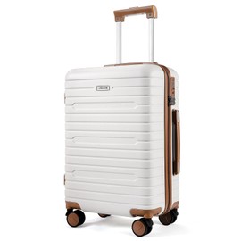 FIGESTIN Carry on Luggage 22x14x9 Airline Approved with Spinner Wheels, Hardside Lightweight 20" Carry on Suitcase Airline Approved TSA Lock (Beige)