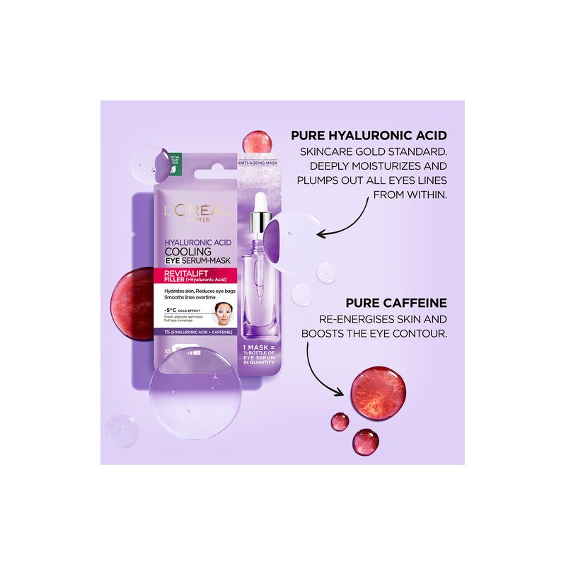 L'Oreal Revitalift Filler Hyaluronic Acid And Caffeine Eye Mask
