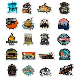 50pcs Outdoor Adventure Stickers Decals, Wilderness Nature Hiking Camping Travel Stickers Pack for Kids Teens Adults, Waterproof Vinyl Mountain Stickers for Water Bottle Laptop Luggage Bicycle