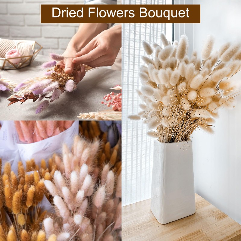 sourcing map 50pcs Natural Dried Pampas Rabbit Bunny Tails Dried