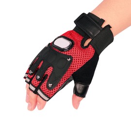 AfinderDE Children's Boys Girls Fingerless Half Finger Cycling Gloves PU Leather Cycling Gloves Sports Gloves Skate Gloves
