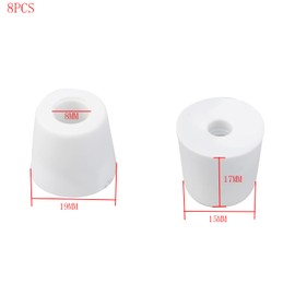 Mewutal 8PCS Furniture Round Risers Rubber Table Foot Protectors White Chair Foot Pad for Cabinet Desk Sofa, with Screws (15×19×17mm)