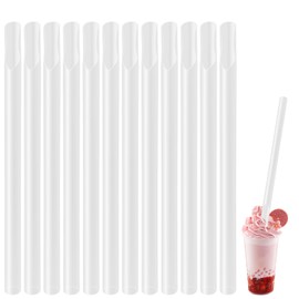HUIKANGSHENG Super Jumbo Clear Wrapped Spoon Straw 8-21/32in Box of 100 Individually Wrapped Sno-cone Spoon Straws