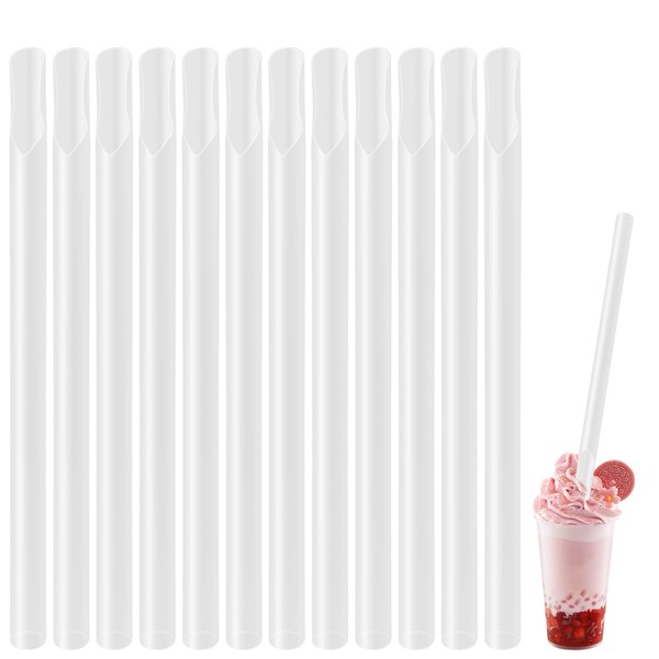 HUIKANGSHENG Super Jumbo Clear Wrapped Spoon Straw 8-21/32in Box of