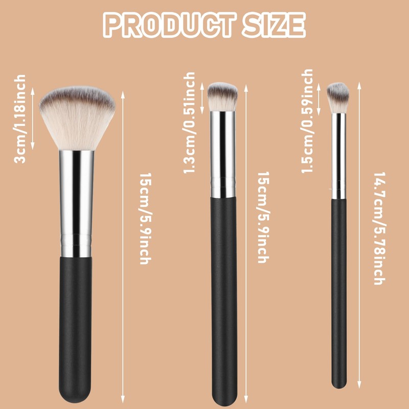 Amaxiu 3 Pcs Foundation Contour Brushes - Foundation Brush &