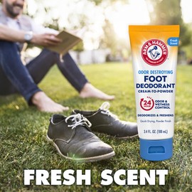 Arm & Hammer Cream to Powder Foot Deodorant, 24 Hour Protection Odor & Wetness Protection, Apply as Cream Dries to Powder (3 Pack)