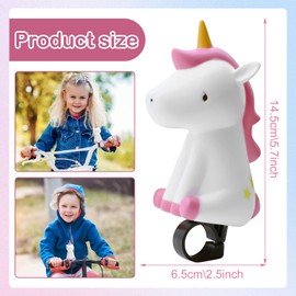 GAROMIA Bicycle Bell Children's Unicorn Bicycle Squeeze Horn Bicycle Horn Children Girls Bicycle Bell Pink Unicorn Horn Cartoon Bicycle Bell for Children's Bicycle Scooter Balance Bike Accessories