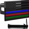 LFPartS USA Flag Emblem Metal Trailer Hitch Cover (Fits 2"