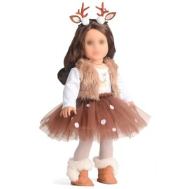 sweet dolly 18 Inches Doll Clothes Christmas Deer Costume Tutu Dress fits 18 Inch Doll
