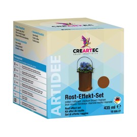 Artidee CREARTEC - Rost-Effekt-Set - Starter Set - zum Dekorieren von Gegenständen mit einer oxidierten Eisenoptik - Mittel-Rotbraun - 435ml - Made in Germany