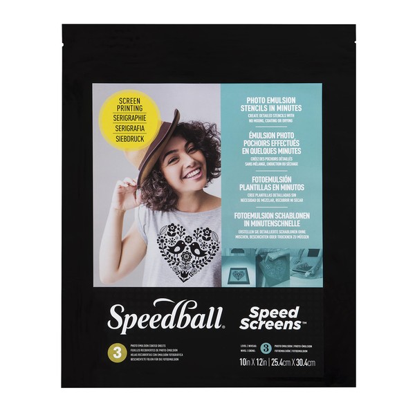 Speedball Speed Screens, 10"x12" (3-Pack), Photo Emulsion Stencils for Screen