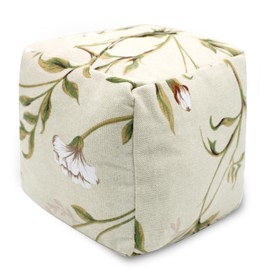 CERAYOU Decorative Weighted Door Stopper, Fabric Door Stop with Handle, Square Cube Heavy Duty Door Floor Stop Wall Protectors for Home Office Bedroom Living Room Exterior Doors, Beige Flower