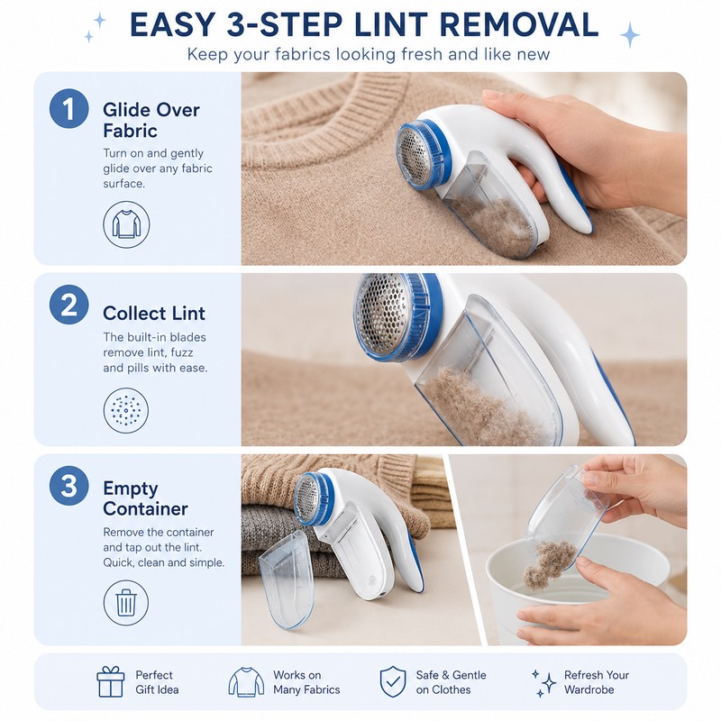 Electric Lint Remover for Clothes – Portable Fabric Shaver for