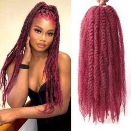 Marley Twist Braiding Hair 18 Inch Red Marley Twist Hair 8 Packs Cuban Twist Hair Afro Kinky Curly Crochet Hair Synthetic Marley Hair Extensions (18 Inch(Pack of 8),#Bug)