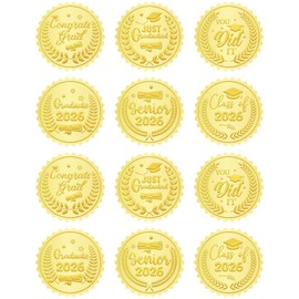 Lucleag 360 PCS Embossed Graduation Envelope Seals Stickers, Gold Foil Class of 2026 Graduation Stickers for Congrats Grad Envelopes Seals Gift Cards Present Packaging Party Favor, 1.5 in