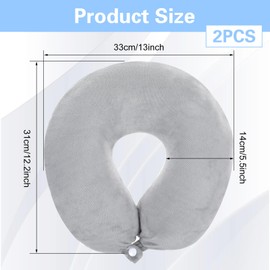 Prasacco 2 Packs Travel Neck Pillow Case Cover, U Shaped Neck Pillow Cover Reusable Neck Pillow Washable Cover Soft and Smooth Neck Pillow Cover Grey Airplane Pillow Cover (No Filler)