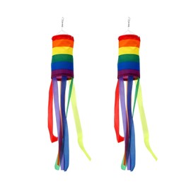 2 Pieces Rainbow Windsocks, Outdoor Flagpole Windsocks, Colorful Hanging Decorations, Hanging Wind Chimes, Cylinder Rainbow Flags, Colorful Garden Decorations