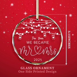 Wedding Gifts, Mr and Mrs Gifts Ornament 2025,Bridal Shower Gifts,Wedding Gifts for Couples 2025, Just Married Gift for Newlywed Couple, Bride,Crystal Glass Ornament Mr and Mrs Gifts