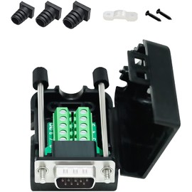 DTECH DB9 Breakout Connector to Wiring Terminal Board DB-9 Male RS232 Serial Adapter Solderless Module with Screw Terminals Block, Case, Long Bolts and Tail Pipes (DB9 Male + Long Bolts)