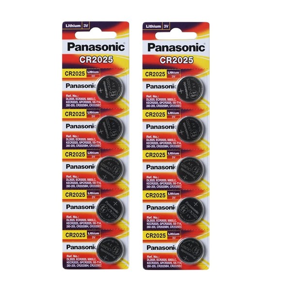 Panasonic CR2025 3V Lithium Battery 2PACK X (5PCS) =10 Single Use Batteries