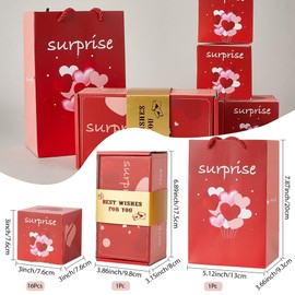 SOFPLATE Pink Explosion Gift Box Pop out Birthday Gift Boxes Red Heart Love Romantic DIY Creative Folding Bounce Valentine Surprise Box for Wedding Anniversary Mother Thanksgiving Day Party Christmas