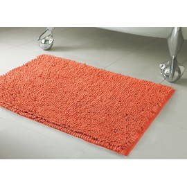 Resort Collection Plush Shag Chenille 17 x 24" Bath Mat, Coral