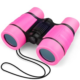 Toy Binoculars Kids Binoculars for 3-8 Year Old 4x30 High Resolution ChildrenBinoculars for Age 4 5 6 7 KidsBinocular Outdoor Toys for Boys Girls Birthday Present Gifts Age 3+ (PINK)
