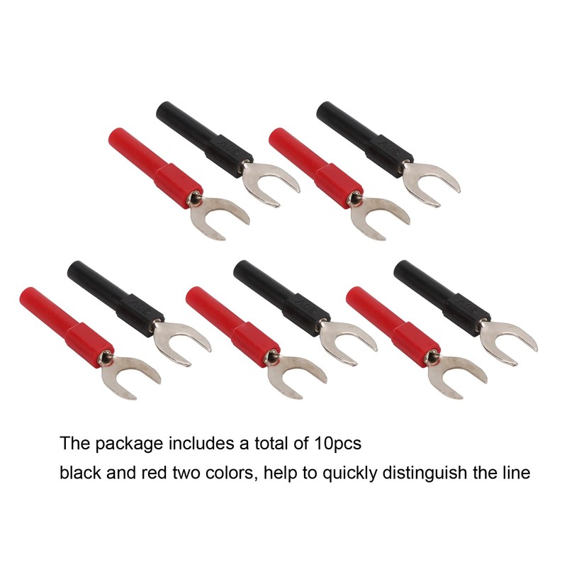 U Fork Spade Connector, Y Spade Plug 4mm Jack Red