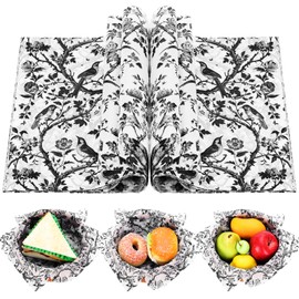 150Pcs Blue Floral Bird Deli Paper, 9.8 x 8.3in Chinoiserie Floral Bird Grease Proof Food Sandwich Wrap Paper Grease Resistant Paper Liners Greaseproof Food Wax Paper for Home Kitchen (Blue) (Black)