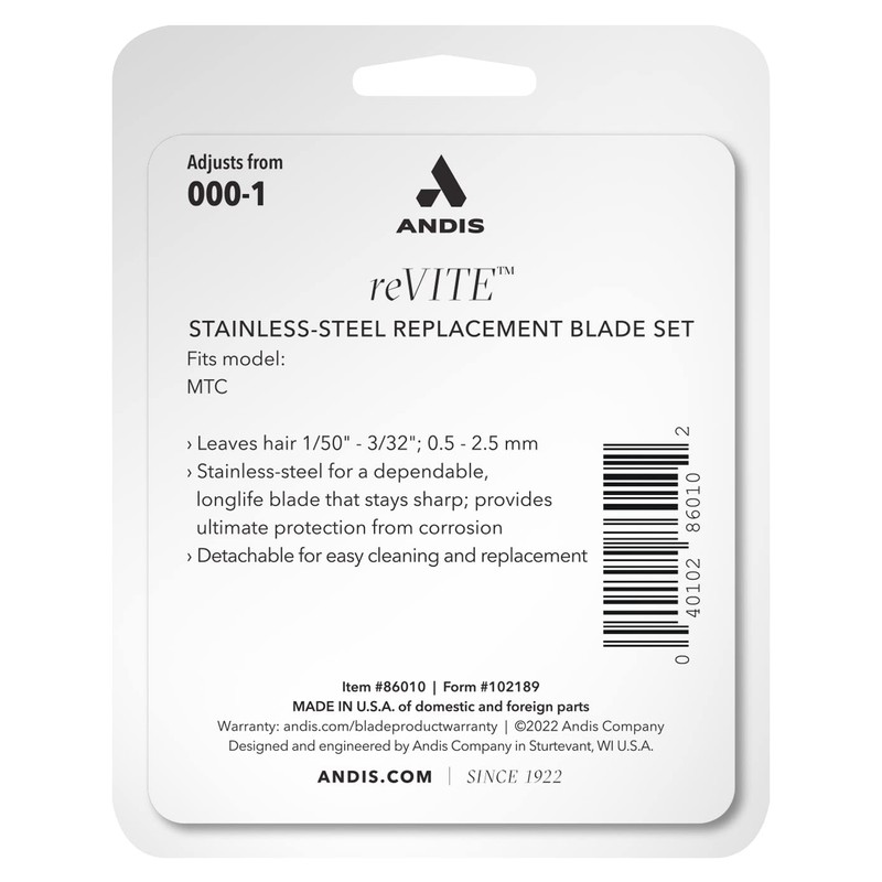 Andis 86010 reVite Taper Cutter Replacement Stainless Steel Blade