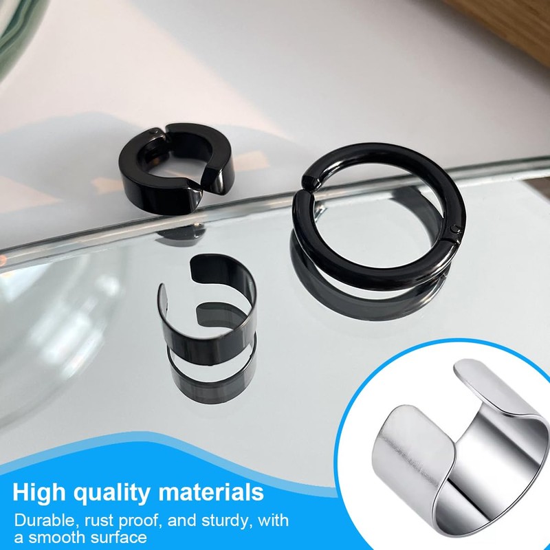 Reccisokz 3-Piece No Piercing Hoop Earrings for Men, Stainless Steel