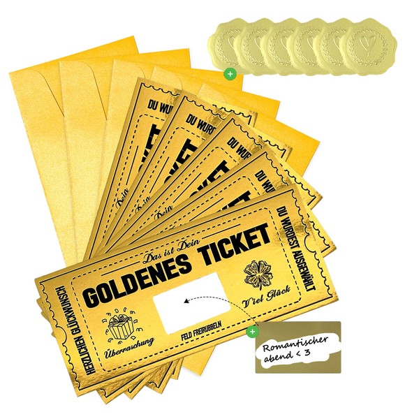 Rehecher Pack of 5 golden tickets, vouchers to fill in