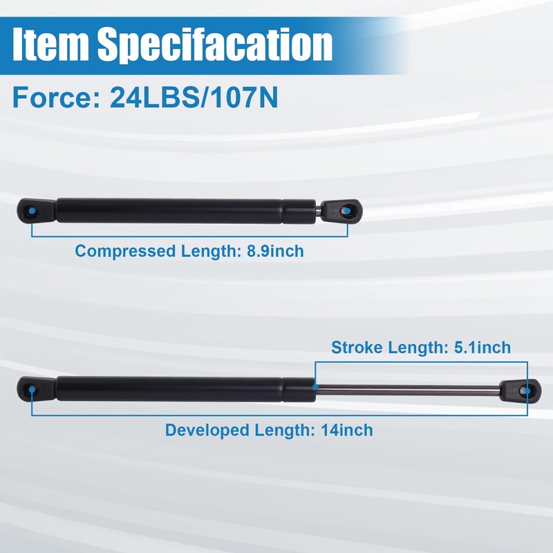 C16-06389 14 Inch 24LB/107N Truck Camper Shell Lift Supports, Struts