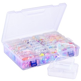 Funtopia Clear Bead Organizer Set, 30 Pcs Small Plastic Containers with Lids, 2 Sizes Rectangle Transparent Organizer Box for Arts Crafts, Jewelry, Diamonds, Screws, and Small Parts