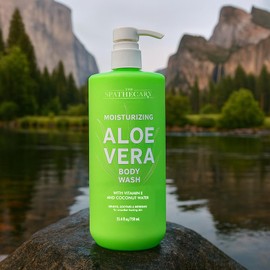 THE SPATHECARY Moisturizing Aloe Vera Body Wash – Hydrating Shower Gel with Natural Ingredients – Soothing for All Skin Types, Sensitive Skin – Paraben-Free, Sulfate-Free, Vegan Formula, 25.4oz