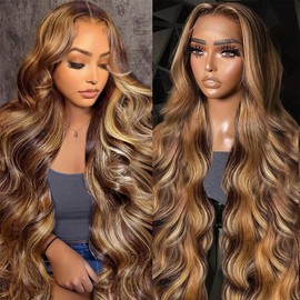 13x6 Lace Front Wigs Human Hair 4/27 Ombre Lace Front Wig 30inch Body Wave Wig 220 Density Human Hair Wigs for Black Women
