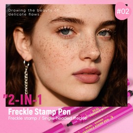 Noerrors Braun Freckle Stamp Pen, 2 in 1 Magic Artificial Freckles with Single Gourd Tip for Natural Lifelike False Freckles, Waterproof Long-Lasting Sun-Kissed Makeup #02