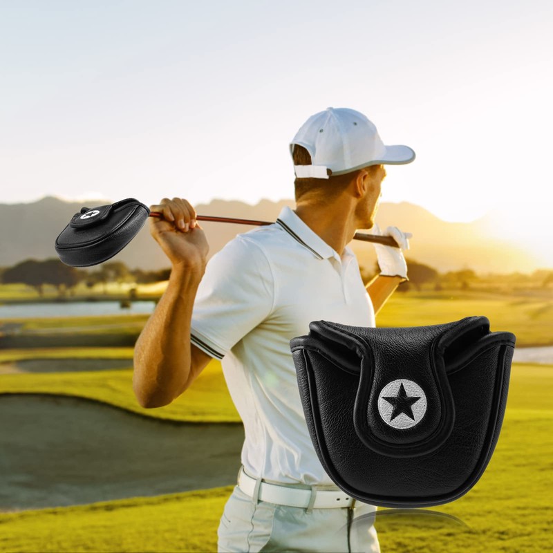 Haudang 1Pc PU Leather with Embroidery Magnet Mallet Putter Head