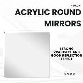 10" x 10" Acrylic Mirror Tiles, 4 Pack Self Adhesive Acrylic Square Mirrors for Kids, Flexible Mirror Sheets Non-Glass Wall Stickers Cuttable Small Mirrors for Wall decor Home Living Room Bedroom Gym