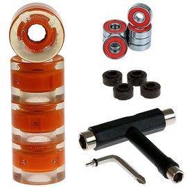 FunTomia 4 x Miniboard/Skateboard Wheels 59 x 45 mm with T-Tool and ABEC-9 Bearings Hardness 82A