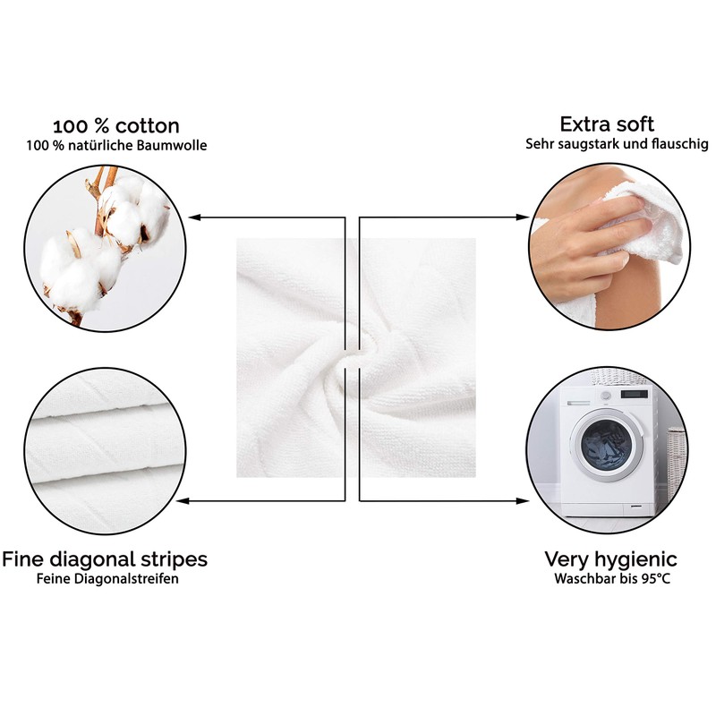 ZOLLNER Set of 4 Hand Towels 50 x 100 cm