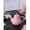 Jusalpha Pink Porcelain Teapot with Removable Stainless Steel Infuser, Blooming
