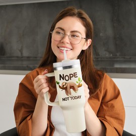 ROSTANTEN Sloth Gifts - Sloth Gifts for Women - Sloth Lovers Birthday Christmas Gifts - Sloth Themed Gift Ideas - Sloth Stuff - Sloth Tumbler - 40oz Travel Mug Insulated Tumbler with Lid and Straw