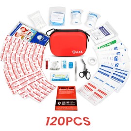 Emergency Kit 120 Piece Travel Car Survival Gear First Aid Kit,Waterproof Emergency Mini First Aid Kit,Portable Small First Aid Kit for Survival Car Travel Office Camping Sports Hiking (Red)