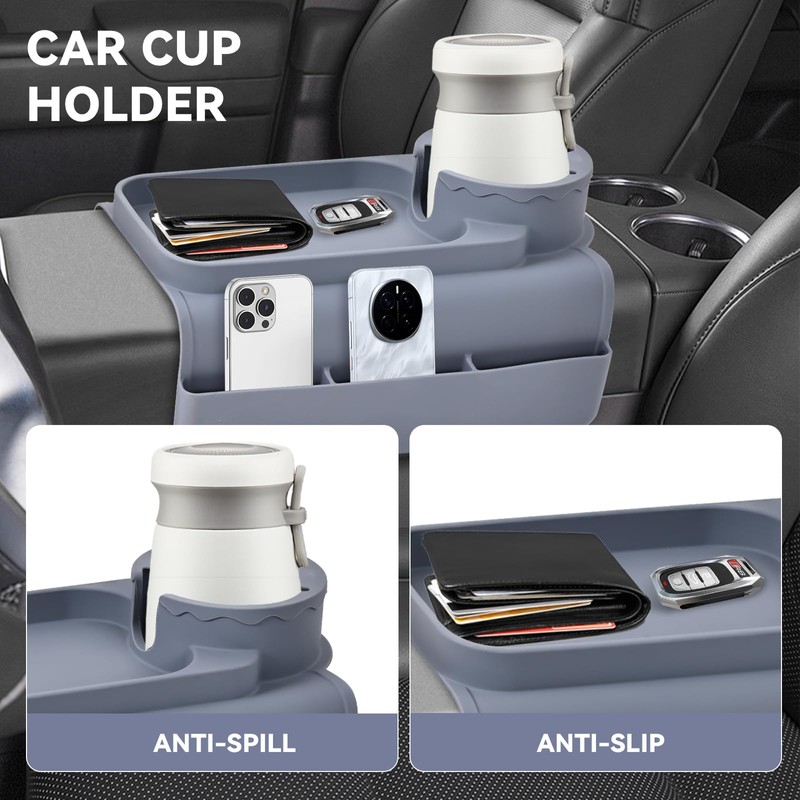 Wkyqes Couch Cup Holder Tray - Wide (6"+) ， Silicone