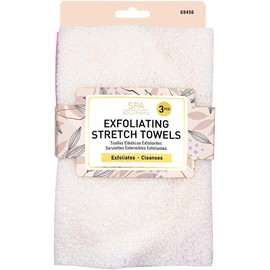 Toallas exfoliantes: azul/crema/rosa