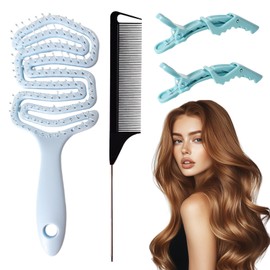 4 Stück Haarbürste, Massagekamm, Entenschnabelklammer, Spitzschwanzkamm, Geeignet für Alle Haartypen, Langlebig und Leicht zu Reinigen, Friseurwerkzeug-Set für Friseure und Privatpersonen